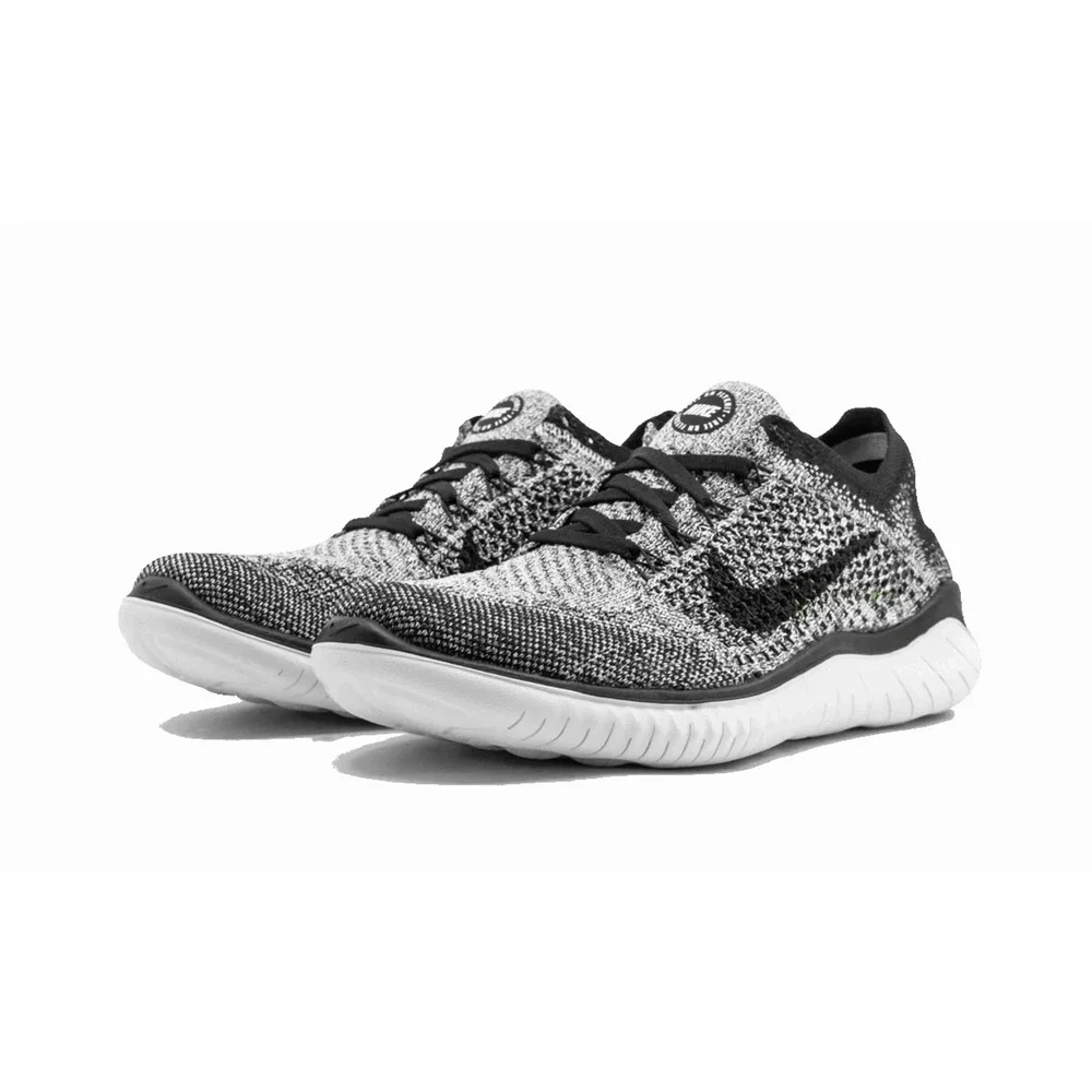 Nike Free RN Flyknit 2018 Running Shoes Womens 7.5 Black Oreo 942839 101